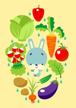 Bunny and vegetables clipart