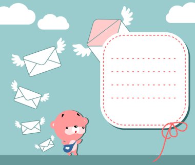 Cute postman banner clipart