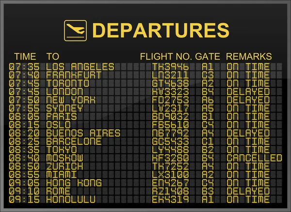 International Airport Departures Board — Stockfoto