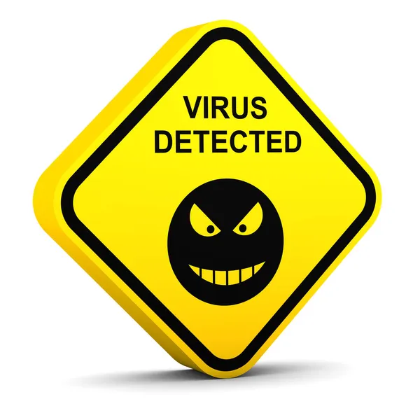 Предупреждение: обнаружен вирус — стоковое фото