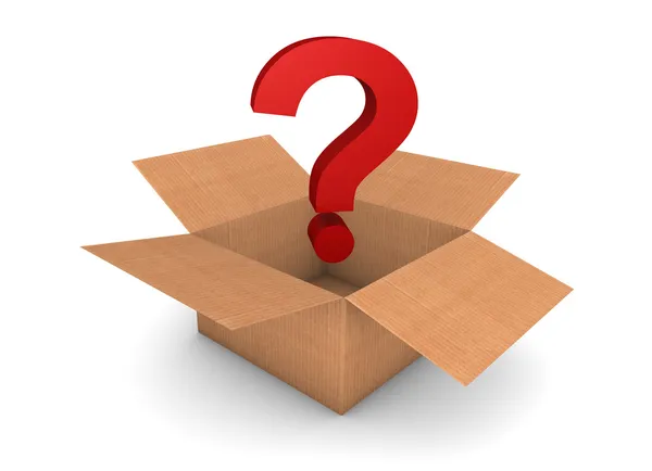 Pergunta sobre a caixa — Fotografia de Stock