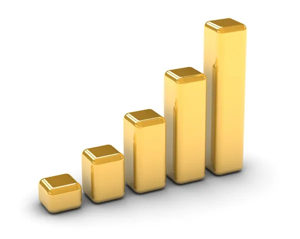 Gráfico de barras douradas — Fotografia de Stock