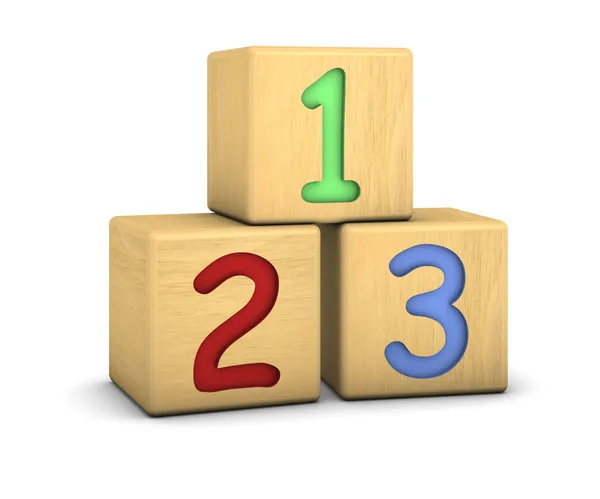 Wood blocks with 123 numbers — Stock Photo, Image