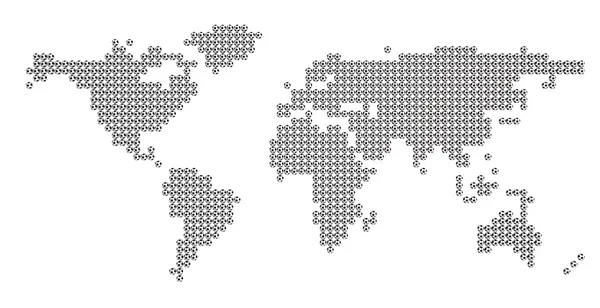 stock image World map with soccer balls