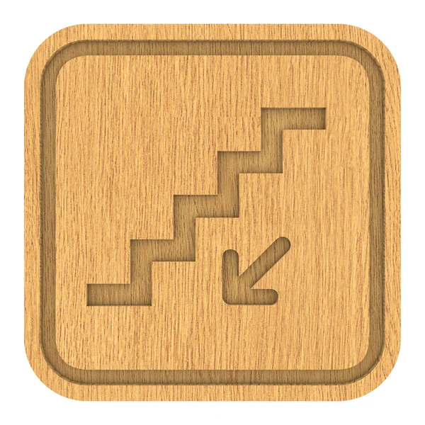 Escaleras de madera abajo signo — Foto de Stock
