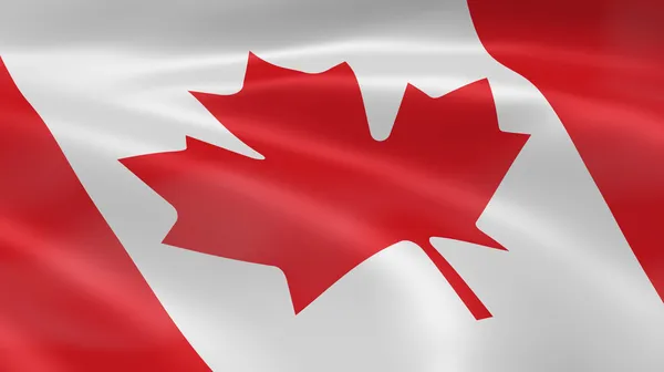 加拿大国旗迎风飘扬 — 图库照片