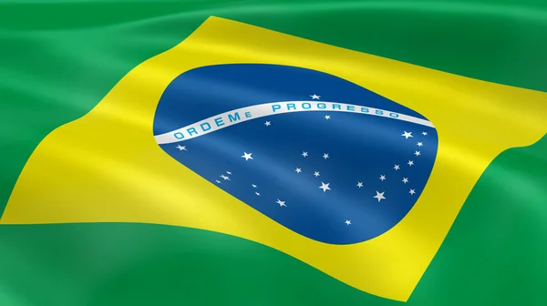 Brasilianische Flagge im Wind — Stockfoto