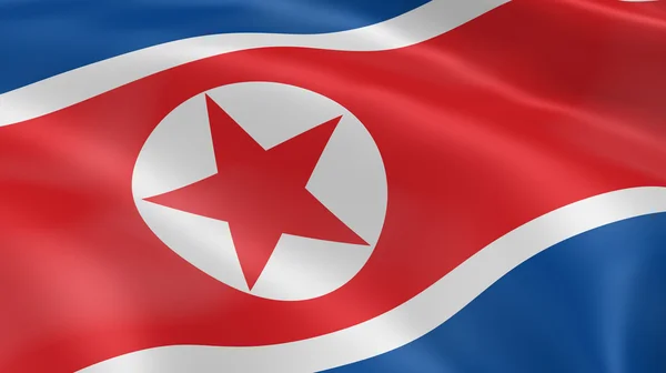 Bandeira da Coreia do Norte ao vento — Fotografia de Stock