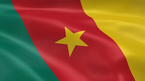 Kameroens vlag in de wind — Stockfoto