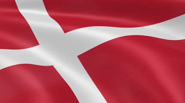 Bandeira dinamarquesa ao vento — Fotografia de Stock