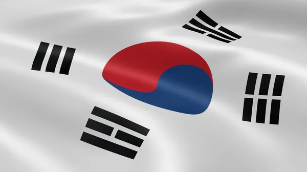South Korean flag in the wind — Zdjęcie stockowe