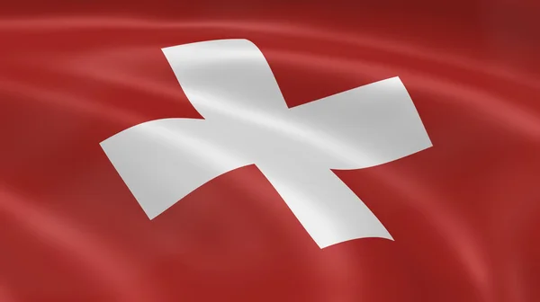 바람에 스위스 국기 — 스톡 사진