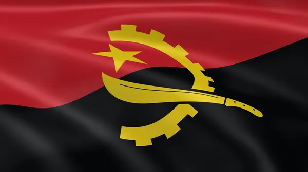 Angolansk flag i vinden - Stock-foto