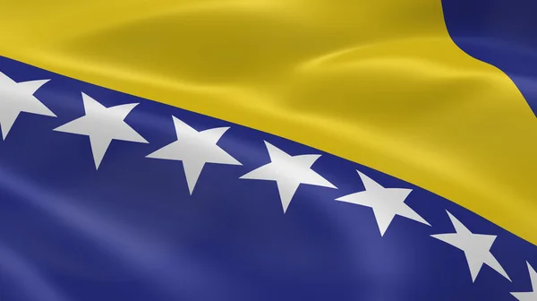 Flaga Bośni w wiatr — Zdjęcie stockowe