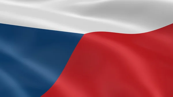 Česká vlajka ve větru — Stock fotografie