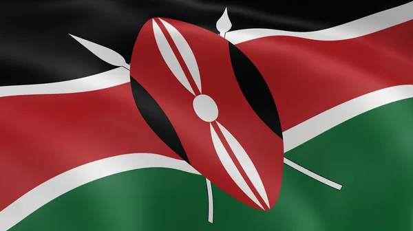 Kenyanska flaggan i vinden — Stockfoto