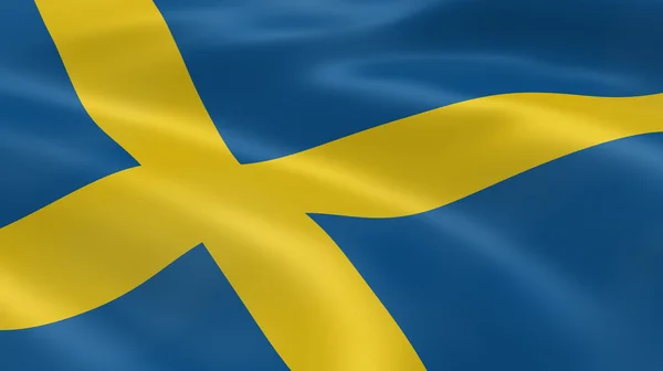 Σουηδική σημαία στον άνεμο — Φωτογραφία Αρχείου
