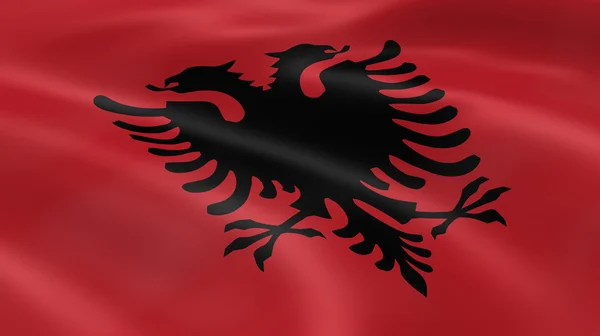 Albanian flag in the wind — Stock Photo, Image