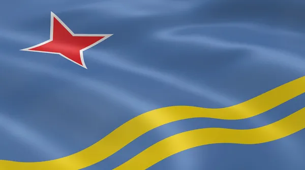 Aruban flag in the wind — Stock Photo, Image