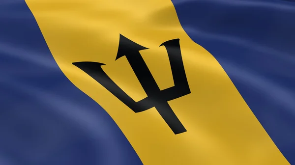 Прапор Барбадосу на вітрі — стокове фото