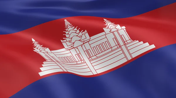 Kambodschanische Flagge im Wind — Stockfoto