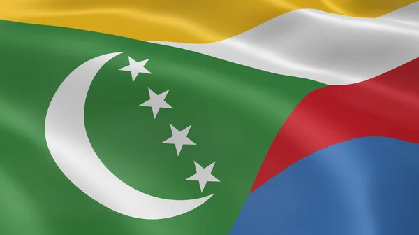 Comore-szigeteki zászló a szélben — Stock Fotó
