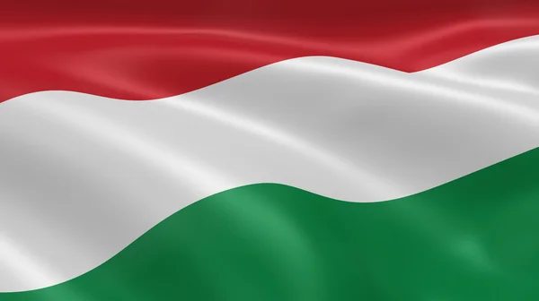 Bandeira húngara ao vento — Fotografia de Stock