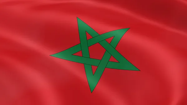 Marocká vlajka ve větru — Stock fotografie