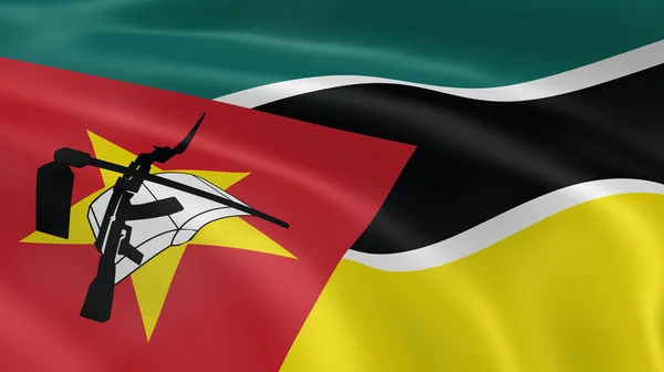 Mosambické vlajka ve větru — Stock fotografie