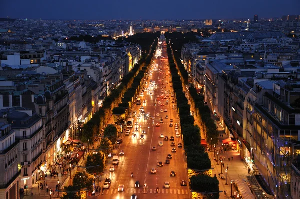 Cena de Grande Arco, noite Paris — Fotografia de Stock