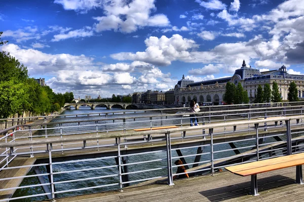 Weergave van seine met stad, Parijs, Frankrijk — Stockfoto