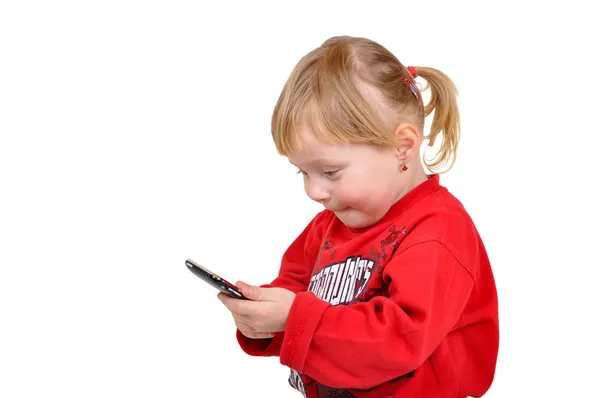 Dítě a mobilní — Stock fotografie