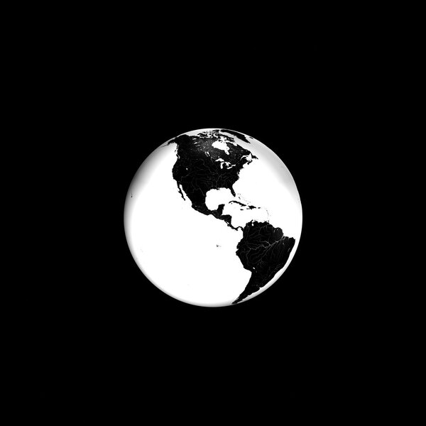 Black and white Earth in space