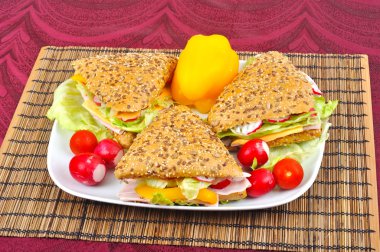 Triangle fresh sandwich with vegetable clipart