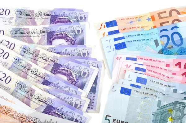 英国和欧元的钱 — 图库照片