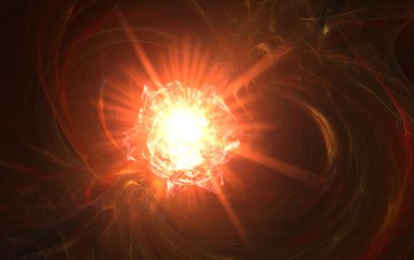 Red hell explosion in space of red nebula clipart