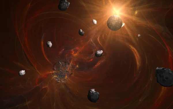 赤い星雲の宇宙の赤い地獄太陽 — ストック写真