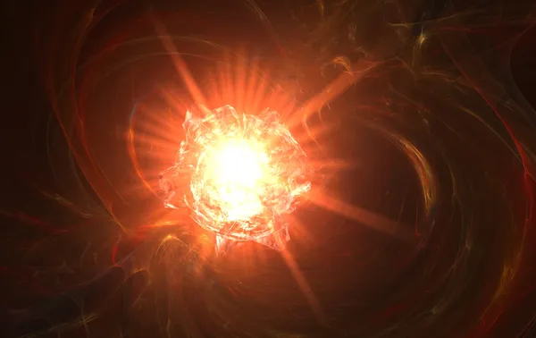 Explosão do inferno vermelho no espaço da nebulosa vermelha — Fotografia de Stock