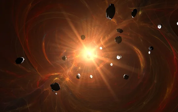 赤い星雲の宇宙の赤い地獄太陽 — ストック写真