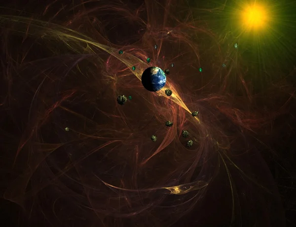 太陽と惑星赤い星雲 — ストック写真