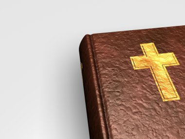 3D Holy bible with cross on book from leather clipart