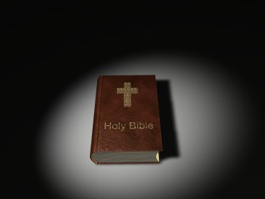 3D kutsal İncil ile çapraz deri kitap