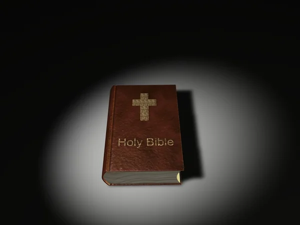 Bíblia Sagrada 3D com cruz no livro de couro — Fotografia de Stock