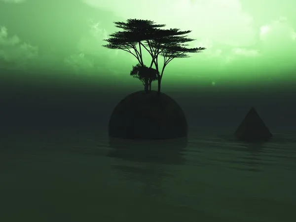 추상 녹색 환상 일몰 — 스톡 사진