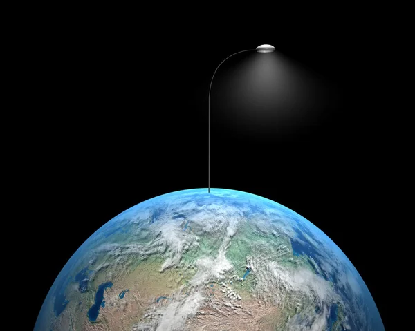 Earth with lamp — Stock Photo, Image