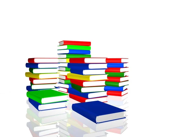 stock image Pile of white books over white background