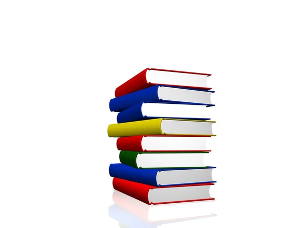 stock image Pile of white books over white background