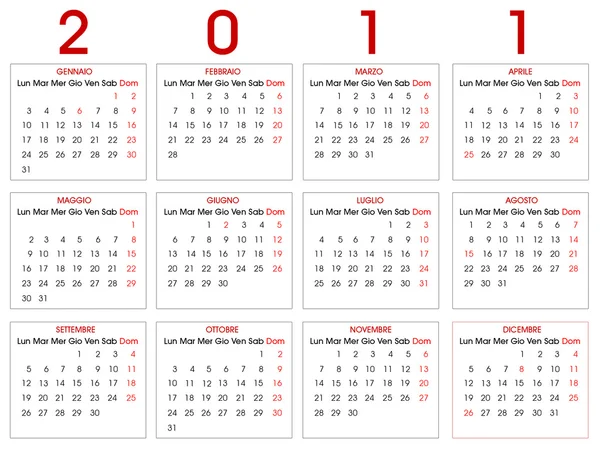 Calendario 2011 — Wektor stockowy