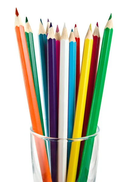 Kubek szklany z ołówki — Zdjęcie stockowe