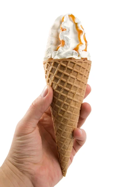Um sorvete em uma mão — Fotografia de Stock